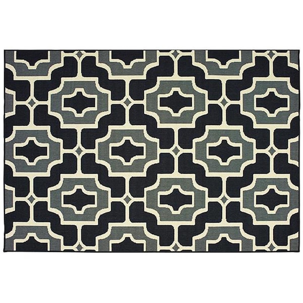 Oriental Weavers Marina Indoor Outdoor Outdoor Geometric Round Rug, Black - 7 ft. 10 in. x 7 ft. 10 in. M1291Z240RDST - main
